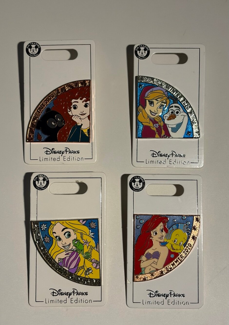 2020 Disney Princesses Quarterly Seasons Pin Set. Rapunzel Ariel Anna Merida.